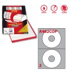 Etichette adesive A462 - per CD - permanenti - diametro CD 117,5 mm - foro 41 mm - 2 et/fg - 100 fogli A4 - bianco coprente - Markin