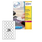 Etichette adesive L6112 - permanenti - per stampanti laser - antimanomissione - diametro 40 mm - 24 et/fg - 20 fogli A4 - poliestere - bianco - Avery
