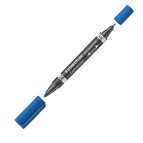 Pennarello Lumocolor Permanent Duo 348 punta feltro  - un tratto 0,60mm - un tratto 1,50-4,00mm - blu - Staedtler