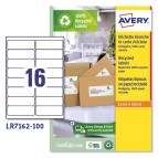 Etichette per buste e pacchi - 99,1 x 33,9 mm - 16 et/fg - 100 fogli - carta riciclata - bianca - Avery