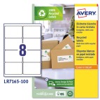 Etichette per buste e pacchi - 99,1 x 67,7 mm - 8 et/fg - 100 fogli - carta riciclata - bianca - Avery