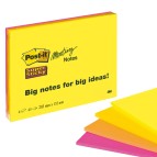 Blocco foglietti Post it® Super Sticky Meeting Notes - 6845-SSP - 203 x 152 mm - giallo/rosa neon - 45 fogli - Post it®