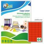 Etichetta adesiva LP4F - permanente - 47,5x25,5 mm - 44 etichette per foglio - rosso fluo - Tico - conf. 70 fogli A4