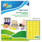 Etichetta adesiva LP4F - permanente - 47,5x25,5 mm - 44 etichette per foglio - giallo fluo - Tico - conf. 70 fogli A4