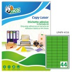 Etichetta adesiva LP4F - permanente - 47,5x25,5 mm - 44 etichette per foglio - verde fluo - Tico - conf. 70 fogli A4