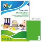 Etichetta adesiva LP4F - permanente - 210x297 mm - 1 etichetta per foglio - verde fluo - Tico - conf. 70 fogli A4