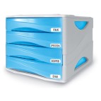 Cassettiera Smile - 29x38x25,5 cm - 4 cassetti da 5 cm - grigio/azzurro trasparente - Arda