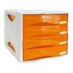 Cassettiera Smile - 29 x 38 x 25,5 cm - 4 cassetti da 5 cm - grigio/arancio trasparente - Arda