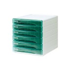 Cassettiera Olivia - 31x40x32,5 cm - 6 cassetti da 3 cm - grigio/verde trasparente - Arda