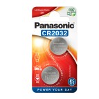 Micropile CR2032 - 3V - a pastiglia - litio - Panasonic - blister 2 pezzi