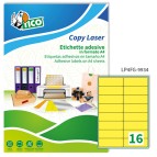 Etichetta adesiva LP4F - permanente - 99,1x34 mm - 16 etichette per foglio - giallo fluo - Tico - conf. 70 fogli A4