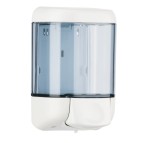 Dispenser da muro per sapone liquido - 12,8x11,2x20,5 cm - capacitA' 1 L -  bianco/azzurro trasparente - Mar Plast