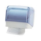 Dispenser per asciugamani in rotolo/fogli - 30x19,5x25,1 cm - plastica - bianco/azzurro trasparente - Mar Plast