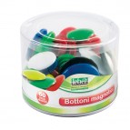Bottoni magnetici tondi - misure e colori assortiti - Lebez - barattolo da 60 pezzi