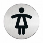 Pittogramma adesivo - WC donne - acciaio - diametro 8,3 cm - Durable