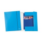 Cartella con elastico WOW - cartoncino plastificato - 3 lembi - 25x35 cm - azzurro metal - Leitz