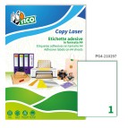Etichette adesive PG4 - permanenti - 210 x 297 mm - 1 et/fg - 100 fogli A4 - bianco lucido - Tico