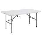 Tavolo rettangolare pieghevole - 152x76x74 cm - polietilene/acciaio verniciato - bianco - Serena Group