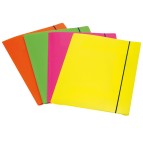 Cartellina 3 lembi Shocking File - con elastico - 25,5x35,5 cm - colori fluo assortiti - Fellowes