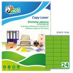 Etichetta adesiva LP4C - permanente - 70x36 mm - 24 etichette per foglio - verde opaco - Tico - conf. 70 fogli A4