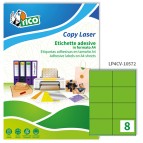 Etichetta adesiva LP4C - permanente - 105x72 mm - 8 etichette per foglio - verde opaco - Tico - conf. 70 fogli A4