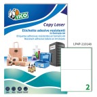 Etichette adesive LP4P - permanenti - per stampanti laser - 210 x 148 mm - 2 et/fg - 70 fogli A4 - poliestere - bianco - Tico