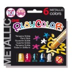 Tempera solida in stick Playcolor - 10gr - colori assortiti - Instant - astuccio 6 stick metal