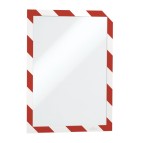 Cornice Duraframe Security - adesiva - pannello magnetico - A4  (21 x 29,7 cm) - rosso/bianco - Durable