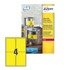 Etichette adesive L6127 - permanenti - per stampanti laser - 99,1 x 139 mm - 4 et/fg - 20 fogli A4 - giallo fluo - Avery