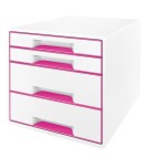 Cassettiera Cube - 28,7 x 27 x 36,3 cm - 4 cassetti - bianco/rosa - Leitz