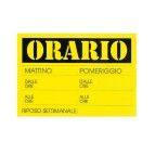 Cartello in cartoncino ORARIO DALLE…ALLE... - 23x32 cm - giallo - CWR