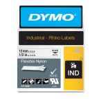 Nastro Rhino 18488 - 12 mm x 3,5 mt - nylon flessibile - nero/bianco - Dymo