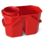 Secchio a doppia vasca con strizzatore - PPL riciclabile - 15 L - rosso - In Factory