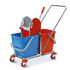 Carrello per pulizie Tucson - 50 L - 63 x 35 x 90 cm - rosso/blu - PerfettoFactory