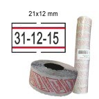 Rotolo da 1000 etichette per Printex Smart - 21x12 mm - adesivo removibile - bianco con righe rosse - Pack 10 rotoli