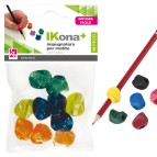 Impugnature per matite - gomma - colori assortiti - IKona+ - conf. 10 pezzi