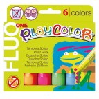 Tempera solida in stick Playcolor - 10 gr - colori fluo - Instant - astuccio 6 stick fluo
