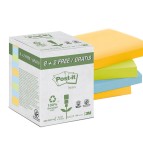 Blocco Post it  - assortiti pastello - 76 x 76mm - 100 fogli - carta riciclata - Post it  - conf. 10 blocchi