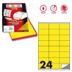 Etichette adesive C500 - permanenti - 70 x 36 mm - 24 et/fg - 100 fogli A4 - giallo fluo - Markin