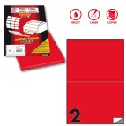 Etichette adesive C509 - permanenti - 210 x 148,5 mm - 2 et/fg - 100 fogli A4 - rosso fluo - Markin