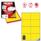 Etichette adesive C512 - permanenti - 105 x 74,25 mm - 8 et/fg - 100 fogli A4 - giallo fluo - Markin