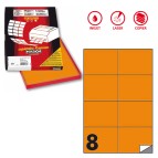 Etichette adesive C512 - permanenti - 105 x 74,25 mm - 8 et/fg - 100 fogli A4 - arancio fluo - Markin