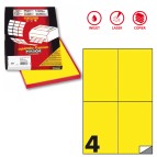 Etichette adesive C519 - permanenti - 105 x 148,5 mm - 4 et/fg - 100 fogli A4 - giallo fluo - Markin