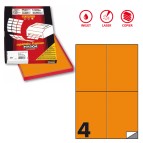 Etichette adesive C519 - permanenti - 105 x 148,5 mm - 4 et/fg - 100 fogli A4 - arancio fluo - Markin