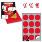 Etichette adesive R310 - permanenti - diametro 60 mm - 12 et/fg - 100 fogli A4 - rosso fluo - Markin