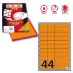 Etichette adesive A406 - permanenti - 47,5 x 25,5 mm - 44 et/fg - 100 fogli A4 - arancio fluo - Markin