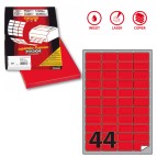 Etichetta adesiva A406 - permanente - 47,5x25,5 mm - 44 etichette per foglio - rosso fluo - Markin - scatola 100 fogli A4