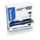 Scatola Marcatore Permanente Markers 100 - punta tonda 4,5mm  - blu - Pilot - conf. 15 pezzi +5 pezzi gratis