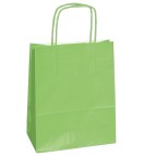 Shopper in carta - maniglie cordino - 14 x 9 x 20cm - verde mela - conf. 25 sacchetti