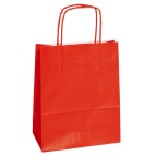 Shopper in carta - maniglie cordino - 14 x 9 x 20cm - rosso - conf. 25 sacchetti